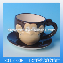 Lastest design ceramic cup with saucer set for the monkey year